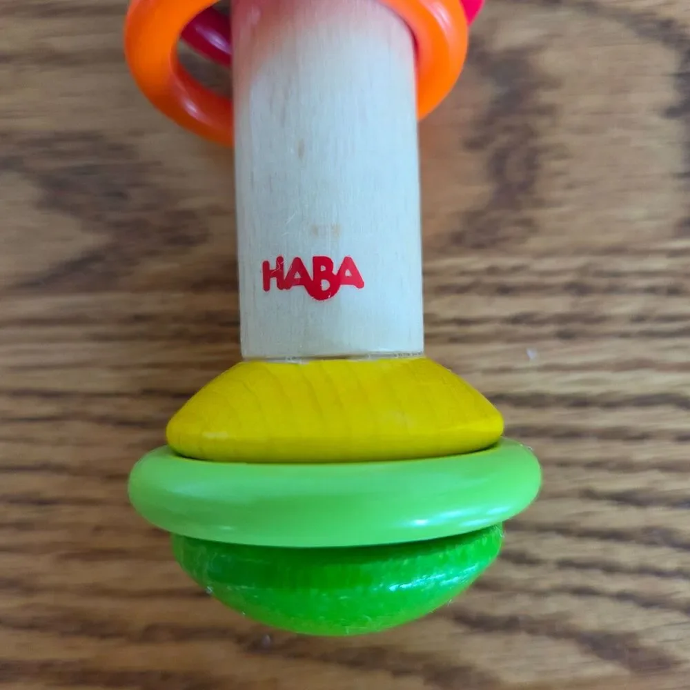 HABA Germany Wooden Rainmaker Grasping Toy & Multi-Color Shaker Egg Rattle Set